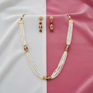 Beautiful High Gold Polish Long Ethnic <b>Beaded</b> Mala <b>Set</b> Antique Style Jewellery Ideal for Weddings Festivals and Party Wear - Product Image 1