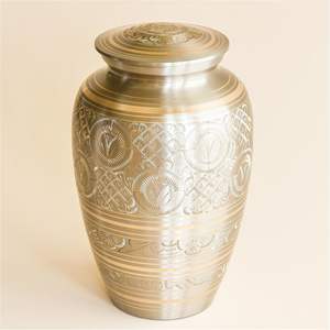 Platinum Brass Cremation <b>Urn</b> for Adult Human Ashes <b>Large</b> Handcrafted Funeral Memorial <b>Urns</b> Brass <b>Urn</b> Capacity 225 lbs - Product Image 4