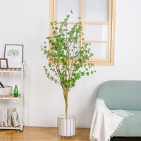 Pohon Ficus Buatan Tahan UV Hampir Seperti Asli dalam Pot Hitam Pohon Zaitun Buatan Dalam Ruangan Tinggi 5ft dalam Pot Tinggi Putih.