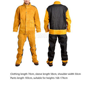 Traje de soldadura de cuero profesional con forro interior transpirable y diseño de seguridad Traje de soldadura de cuero resistente al calor para hombres - Product Image 5