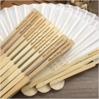 Éventail pliant en bambou écologique, personnalisé en tissu, petit format, pour femme, idéal pour les fêtes estivales - Grande Vente