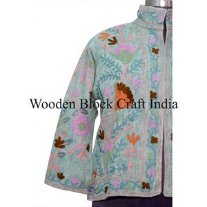 Veste courte pour femme en coton coloré tissé, brodée à la main, matelassée, respirante, réversible, écologique, automne-hiver - Product Image 2