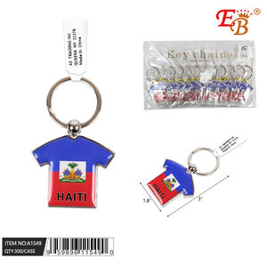Logo personnalisable 3 \ "Haïti T-Shirt porte-clés affaires PVC porte-clés avec métal et cuir matériel numéro de modèle 25DZ/CS - Product Image 1