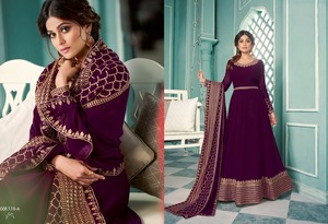Conjunto de vestido de Georgette indio y pakistaní y Dupatta con trabajo bordado Traje de fiesta de costura completa Pishwas Anarkali para mujer - Product Image 2