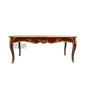 Mesa de Centro de Lujo con Incrustaciones de Madera Hechas a Mano y Elegantes Detalles de Latón para una Decoración Clásica de Sala de Estar - Product Image 2