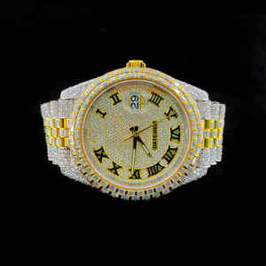 Factory Direct Custom Size Analog Diamond Studded Watch VVS Clarity Moissanite Iced Luxury Stainless Antique Fashion Business - Product Image 1