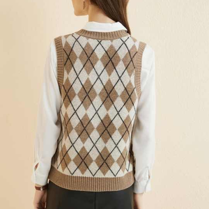 Cárdigan de ajuste relajado personalizable para mujer, suéter transpirable clásico sin mangas con cuello redondo, suéter para mujer - Product Image 4