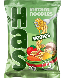 Nouilles instantanées au blé saveur légumes HAS 70g, bloc frit, cuisson en 3 minutes, 18% de matières grasses, certifiées HALAL et Casher, HACCP, durée de conservation 12 mois, DEM - Product Image 1