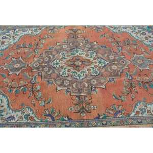 Alfombra tradicional de lana de retazos naranja Beige 6,2x9,5 pies área grande diseño turco Vintage para decoración para sala de estar pasillo látex - Product Image 5