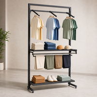 Présentoir modulaire mural à 3 niveaux pour vêtements, avec tringle à vêtements à fentes, idéal pour les magasins de détail et les expositions