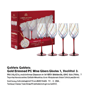 Gold Rimmed PC <b>Wine</b> <b>Goblets</b> Set of 6-Handmade Luxury Christmas Glassware for Hotel Tableware Bulk OEM - Product Image 2