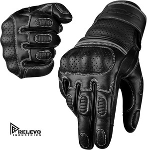 Gants de moto en cuir respirant |   Prise en charge de l'écran tactile |   Utilisation estivale - Product Image 6