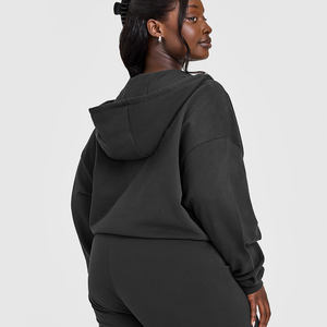 Sweat à capuche zippé oversize pour femme, anti-rides et respirant, à capuche vierge pour femme, gym, sweat à capuche zippé - Product Image 1