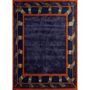 Alfombra de Lana y Viscosa Azul Hecha a Mano con Técnica Tufted, Estilo Chino Tradicional, Modelo Top-107, 10mm de Grosor, para el Hogar, Pasillo, Habitaciones Juveniles, de Jaipur Wunderkammer - Product Image 1