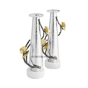 Nuevo patrón de llegada, acabado de Color plateado, brillante, pulido, resistente, Metal, palmera, diseñador, boda, portavelas decorativo - Product Image 3