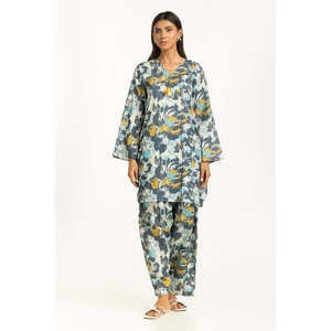 ชุดลำลอง IUSTTS-1155 สำหรับฤดูใบไม้ผลิ/ฤดูร้อน แขนสามส่วน พิมพ์ลายบนผ้าเครป เหมาะสำหรับใส่ไปเที่ยวสวน - Product Image 1