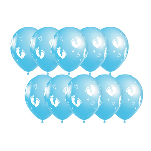Ballons de fête bleus avec empreintes de pieds, lot de 12, pour décoration de baby shower - Product Image 2