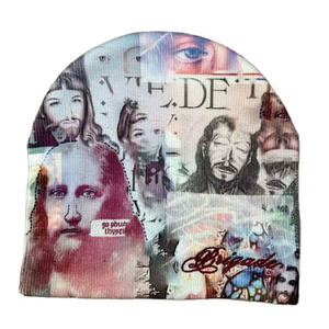 Nueva llegada unisex de alta calidad logotipo personalizado acrílico Beanie Designer All Over Sublimation Print Beanie Hat - Product Image 2