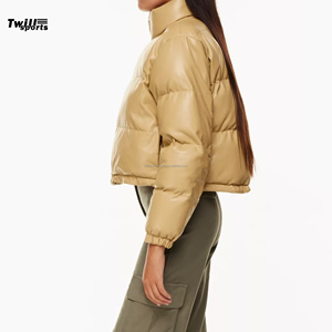 Personalizable de las mujeres Slim Fit chaqueta de bombardero de cuero genuino estilo deportivo transpirable de punto Chaquetas de las mujeres del producto - Product Image 6