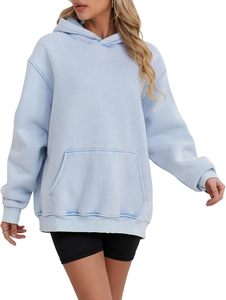 Sudadera con capucha de gran tamaño para mujer, forro polar de algodón lavado ácido Vintage con técnicas bordadas para invierno - Product Image 2