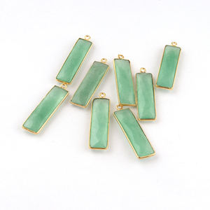 Bisel de Jade verde personalizado chapado en oro de 24K, Conector de joyería de latón con forma de barra, fabricación de colgantes DIY, componentes de accesorios de joyería - Product Image 6
