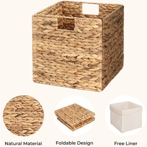 Panier de rangement en forme de cube en jacinthe d'eau Panier de rangement fait à la main Vente en gros Écologique Fabriqué au Vietnam - Product Image 3