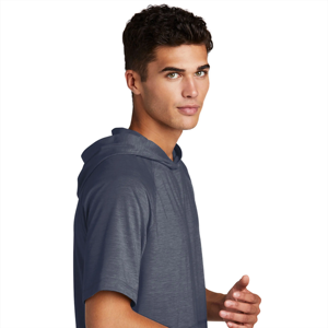 Sudadera con capucha ligera de manga corta para hombre con estilo, sudadera básica de invierno de tela polar estampada de entrenamiento deportivo informal a la moda - Product Image 3