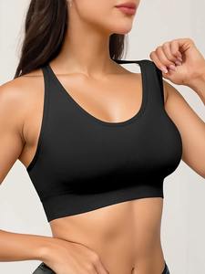 Sujetador deportivo de estilo sencillo para mujer de fabricante OEM, chaleco de nailon transpirable de punto para gimnasio y yoga, almohadillas extraíbles, logotipo frontal antideslizante - Product Image 2