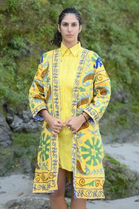 Chaqueta textil Suzani de estilo vintage arte usable de invierno con bordado floral relleno de algodón acolchado hecho a mano por artesanos - Product Image 6