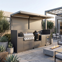 Ensemble de cuisine extérieure en acier inoxydable sur mesure, résistant aux chocs, avec portes pliantes de haute qualité, pour villa