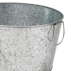 Cubo de hielo para bebidas, bañera enfriadora, resistente, redondo, de hierro galvanizado, plateado, respetuoso con el medio ambiente, uso sostenible para fiestas - Product Image 3