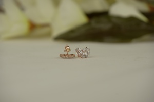 Trendy <b>Diamond</b> <b>Earring</b> in White and Rose Gold IGI Certified Gold Plated for Wedding and Party Gift - Product Image 2