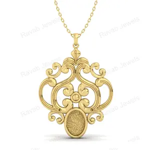 Good Quality Sterling Silver 925 Gold Plated Factory Price 25mm Filigree Victoria Mount Made In India Custom Jewelry Manufacture