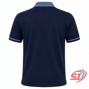 เสื้อโปโลผู้ชายแบบสั่งทำแบรนด์ส่วนตัว แขนสั้น คอเสื้อตัดสี ปักโลโก้ พิมพ์ลาย รับผลิตเสื้อผ้าขายส่ง OEM - Product Image 2