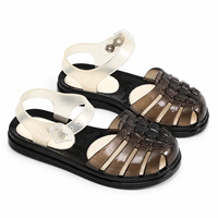 Sandales d'été en PVC à motif arête de poisson pour enfants, chaussures transparentes de princesse, sandales romaines en gelée, polyvalentes et tendance pour la plage