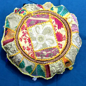 Cojín de suelo de retazos Cojín de meditación | Funda de almohada de suelo redondo Boho Hippie decoración del hogar funda de cojín - Product Image 1