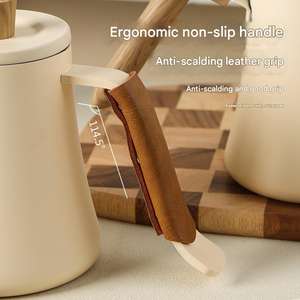 Olla de agua caliente para café por goteo a mano de acero inoxidable, tetera de <span class=keywords><strong>pico</strong></span> <span class=keywords><strong>fino</strong></span> y largo con cuello de ganso, tetera para acampar con mango de madera, jarra de café de Metal - Product Image 5