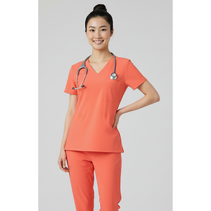 Durable Stitching Uniform Medical Crew Neckline V-Neck Scrub <b>Top</b> Custom Sizes Spandex Cotton Woven Unisex In-Stock Uniforms - Product Image 1