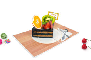 Kiricard Thème de gâteau d'anniversaire de carte de voeux pop-up vietnamienne 3D pour le commerce de détail - Product Image 3