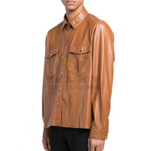 Vente chaude chemise en cuir de haute qualité pour hommes nouvelle mode vêtements tricotés coupe-vent avec des motifs unis et imprimés - Product Image 2