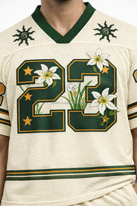 Camiseta de Fútbol Americano Unisex Personalizada al por Mayor, Cuello en V, Sublimación, Bordado, Tallas Grandes, Transpirable, Antibacteriana, Anti-UV - Product Image 2