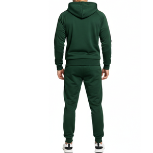 Survêtement pour homme personnalisé, vert foncé, jogging, contraste de bande sur l'épaule, deux pièces, vêtements de sport pour la salle de sport, OEM - Product Image 3