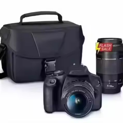 Новая черная DSLR-камера Rebel T7 с экономичным комплектом 2 объективов CMOS-сенсор, включая EF18-55mm и EF 75-300 мм линзы ручные инструменты