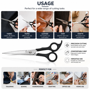 Tijeras Multiusos de Acero Inoxidable con Punta Afilada para Oficina, Hogar, Manualidades, Corte de Tela y Papel, Mango Ergonómico y Duradero - Product Image 5