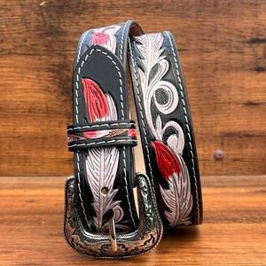 Wholesale Hand <b>Tooled</b> <b>Leather</b> Needle Buckle <b>Belts</b> for Men & Women High Quality 100% Genuine Cowhide <b>Leather</b> Adjustable <b>Belts</b> - Product Image 4