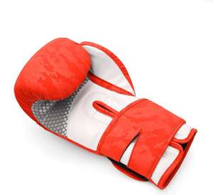 ถุงมือมวยลายพรางสีแดงทำจากหนังสังเคราะห์ที่ทนทานพร้อมสายรัดข้อมือที่แข็งแรงรองรับพลังความสะดวกสบาย - Product Image 4