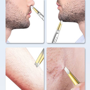 Pinces à épiler fantaisie en acier inoxydable, pointe inclinée, demi-or et demi-argent - Product Image 4