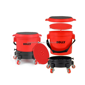 Kit de seau à eau de jardin à rouleau seau de cour roulante poignée Portable 15L rouleau verrouillable roulette couvercle de chariot seau d'arrosage de plantes de ferme - Product Image 1