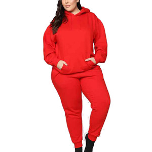 ชุดเซ็ต 2 ชิ้น เสื้อฮู้ดดี้ผ้าฟลีซแห้งเร็ว 100% ผ้าฝ้าย พร้อมกางเกงจ็อกเกอร์ ลายเรียบ ทรงหลวมไหล่ตก สไตล์สตรีทแวร์สำหรับผู้หญิง เหมาะสำหรับฤดูหนาว - Product Image 4