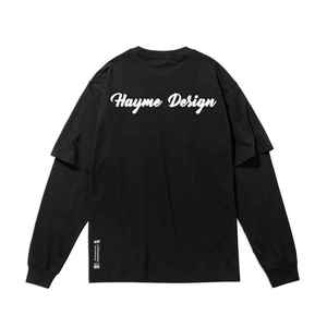 Camiseta larga de doble capa personalizada de doble capa, camiseta gráfica, camisetas de manga de gofres de algodón, camiseta de gran tamaño para niños adultos - Product Image 2